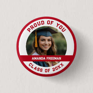 Chapa Redonda De 2,5 Cm Graduación personalizada de fotos modernas en blan