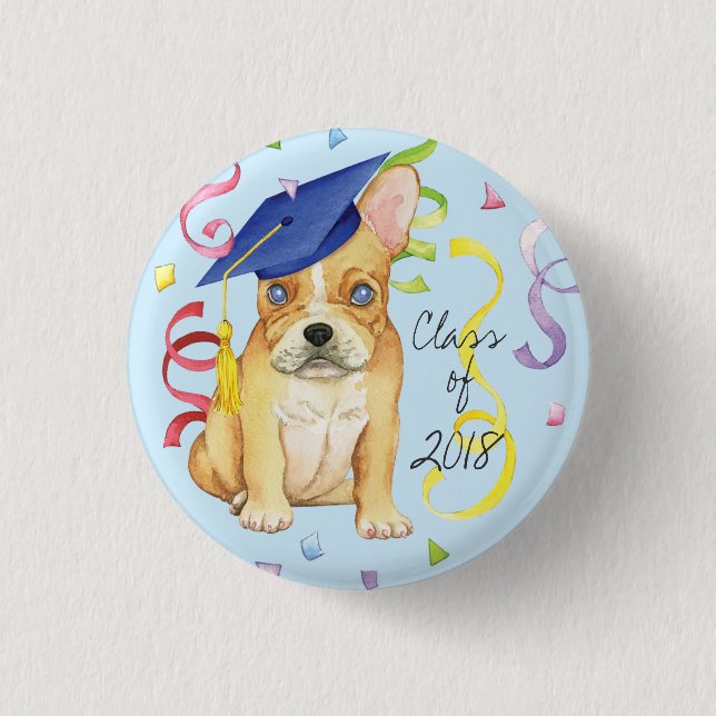 Chapa Redonda De 2,5 Cm Graduado de Frenchie (Anverso)