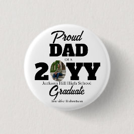 Chapa Redonda De 2,5 Cm Graduado Orgulloso Papá Blanco Redondo Moderno