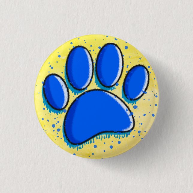 Chapa Redonda De 2,5 Cm Graffiti Art Dog Paw Imprimir mancha de tinta (Anverso)