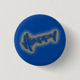CHAPA REDONDA DE 2,5 CM GRAFFITI FELIZ DE LA GLOBACIÓN AZUL