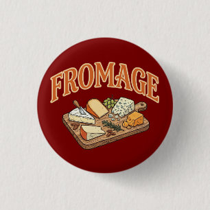 Chapa Redonda De 2,5 Cm Gráfico de Charcutería de Queso Francés Fromage Vi