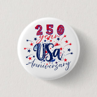 Chapa Redonda De 2,5 Cm Gráfico patriótico del 250 aniversario de EE. UU.