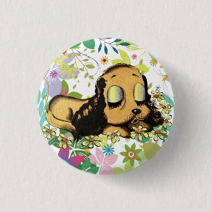Chapa Redonda De 2,5 Cm gran ojo durmiendo Perro de cachorro Personalizado