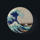 Chapa Redonda De 2,5 Cm Gran Ola de Hokusai en Kanagawa. Arte japonés vint<br><div class="desc">Katsushika Hokusai botón "La gran ola de Kanagawa". Ilustracion japonés vintage.</div>