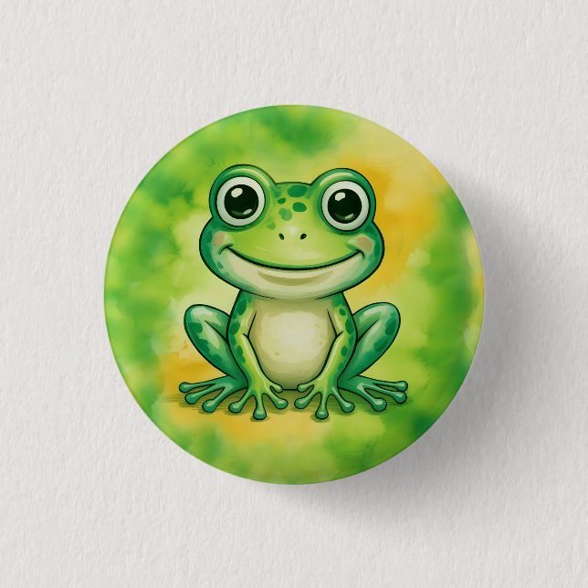 Chapa Redonda De 2,5 Cm Green cute frog (Anverso)