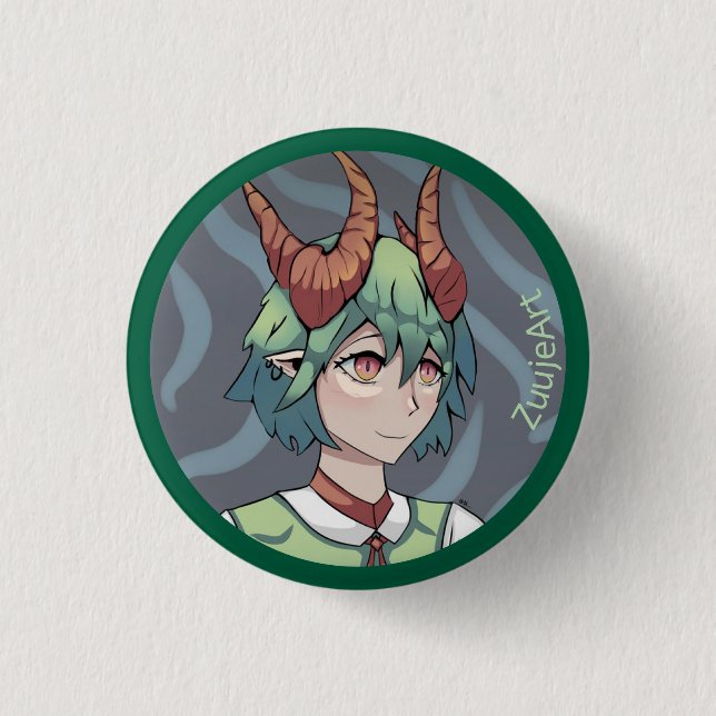 Chapa Redonda De 2,5 Cm Green Girl, anime, cartoon (Anverso)