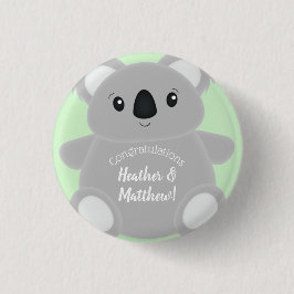 Chapa Redonda De 2,5 Cm Green Koala Bear Baby Shower