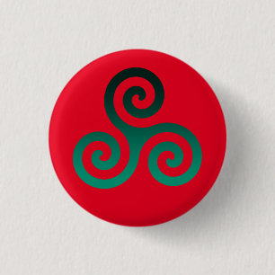 Chapa Redonda De 2,5 Cm Green Triskele Vivid Red