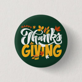 Chapa Redonda De 2,5 Cm Green & Yellow Thanksgiving Pin Button