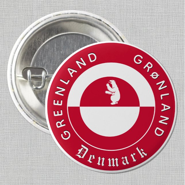 Chapa Redonda De 2,5 Cm Greenland Button, Patriotic, Greenland Flag (Greenland Button / Flag, bear)