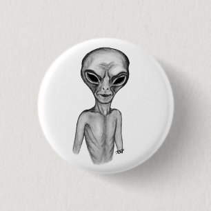 Chapa Redonda De 2,5 Cm Grey Alien , quiero creer