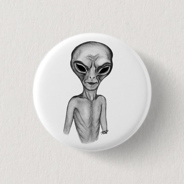 Chapa Redonda De 2,5 Cm Grey Alien , quiero creer (Anverso)
