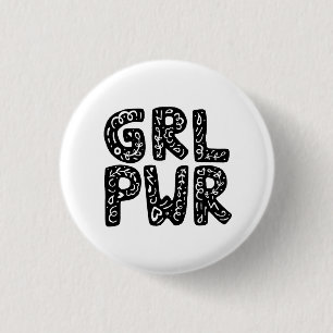 Chapa Redonda De 2,5 Cm GRL PWR Chica Power Typography Art