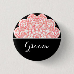 Chapa Redonda De 2,5 Cm Groom Boda Mandala Art