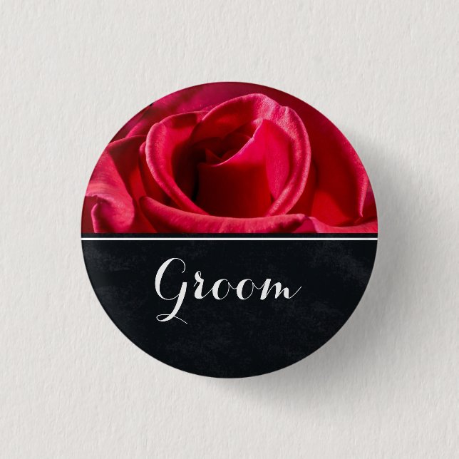 Chapa Redonda De 2,5 Cm Groom Boda Red Roses (Anverso)
