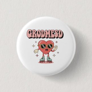 Chapa Redonda De 2,5 Cm Groomed Cool Heart Character with Sunglasses on Ro