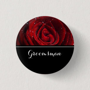 Chapa Redonda De 2,5 Cm Groomsman Boda Roses Rojos