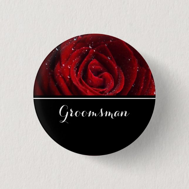 Chapa Redonda De 2,5 Cm Groomsman Boda Roses Rojos (Anverso)
