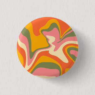 Chapa Redonda De 2,5 Cm Groovy Liquified Marble Retro 60 Fiesta Vintage