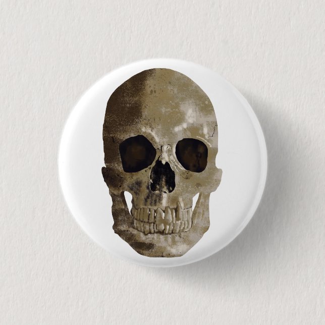 Chapa Redonda De 2,5 Cm Grungy Skull (Anverso)