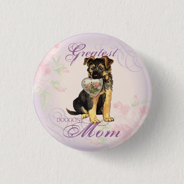Chapa Redonda De 2,5 Cm GSD Heart Mom (Anverso)
