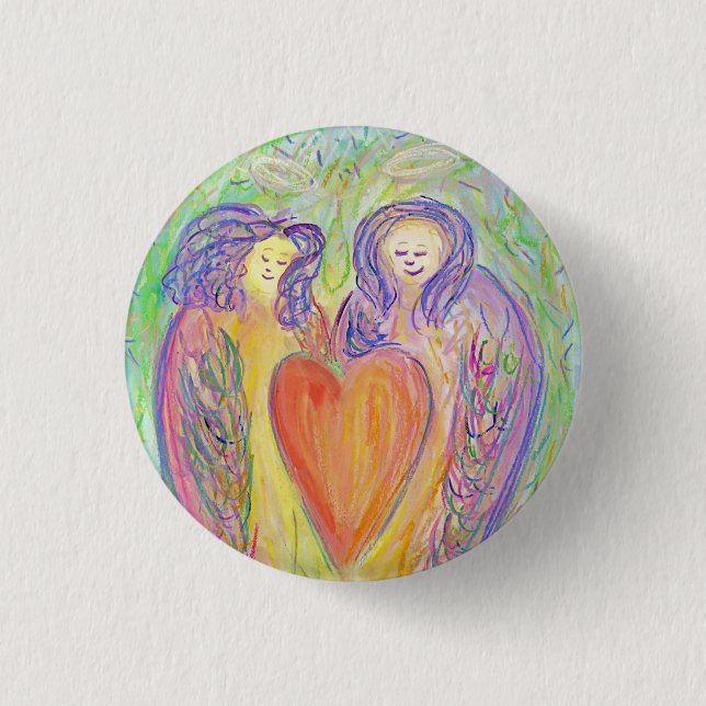 Chapa Redonda De 2,5 Cm Guardian Angel Love Hearts Lapel Button Pins (Anverso)