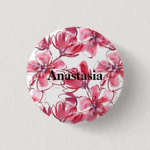 Chapa Redonda De 2,5 Cm Guay, bebida asombrosa de las flores rosadas