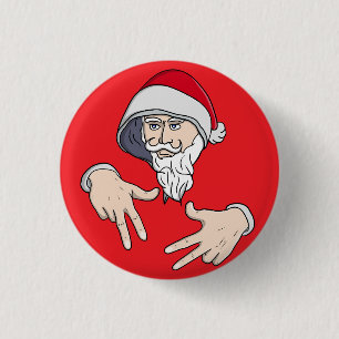 Chapa Redonda De 2,5 Cm Guay Gangsta Hip Hop Hand Rap Santa Claus