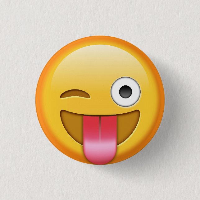 Chapa Redonda De 2,5 Cm Guiño de la insignia de la emoji (Anverso)