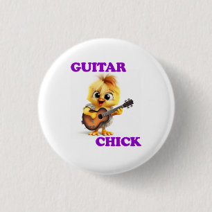 Chapa Redonda De 2,5 Cm Guitar Chick