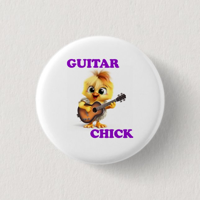 Chapa Redonda De 2,5 Cm Guitar Chick (Anverso)