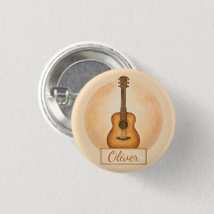 Chapa Redonda De 2,5 Cm Guitarra Acústica con Nombre Personalizado para Am