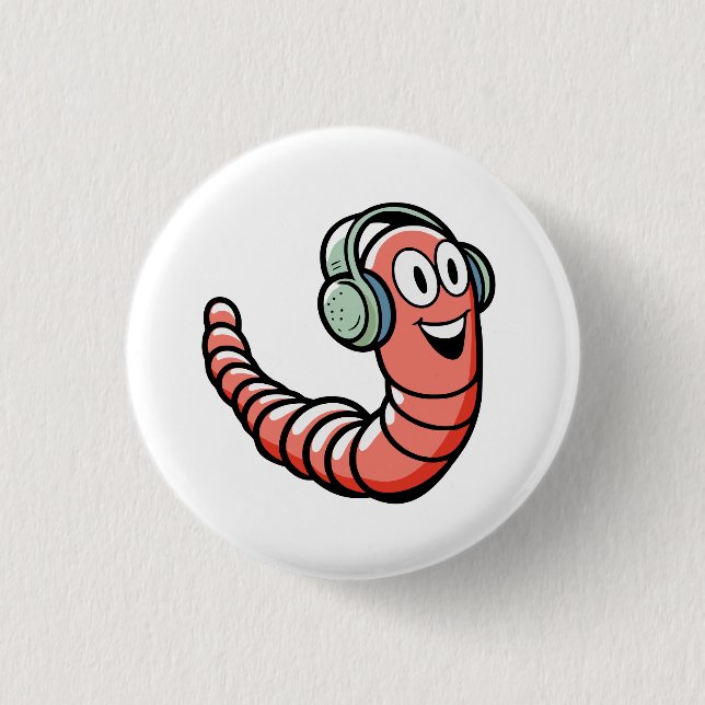 Chapa Redonda De 2,5 Cm Gusanito musical (Anverso)
