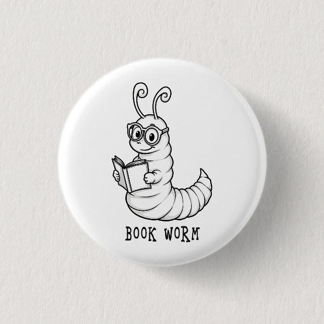Chapa Redonda De 2,5 Cm Gusano de libro (Anverso)