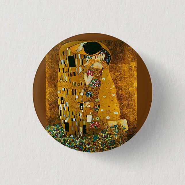 Chapa Redonda De 2,5 Cm Gustav Klimt El Beso (Anverso)