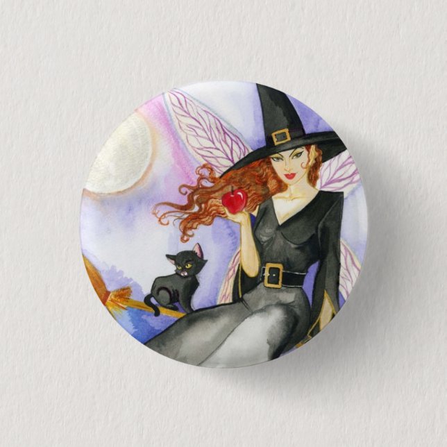 Chapa Redonda De 2,5 Cm Hada de Halloween (Anverso)