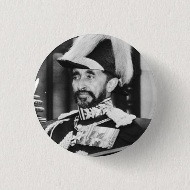 Chapa Redonda De 2,5 Cm Haile Selassie Rastafari Button - Jah Messiah - (Anverso)