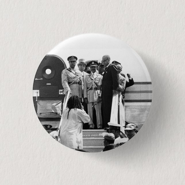 Chapa Redonda De 2,5 Cm Haile Selassie Rastafari Button - Jah Messiah - (Anverso)