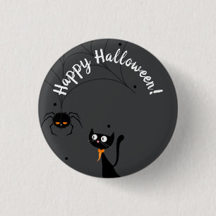 Chapa Redonda De 2,5 Cm Halloween Black Cat & Spider