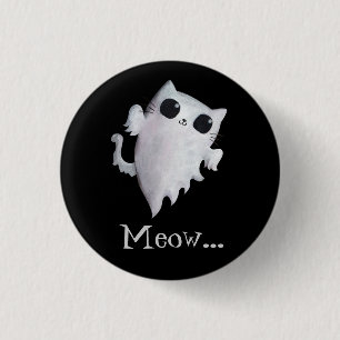 Chapa Redonda De 2,5 Cm Halloween es un lindo gato fantasma
