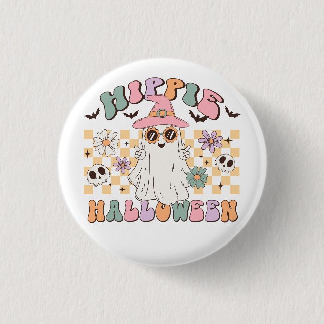 Chapa Redonda De 2,5 Cm Halloween hippie (Anverso)