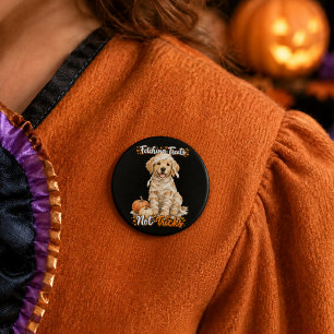 Chapa Redonda De 2,5 Cm Halloween Lindo Retriever Dorado Momia Trucos Negr