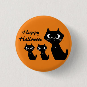 Chapa Redonda De 2,5 Cm Halloween Lucky Black Cats