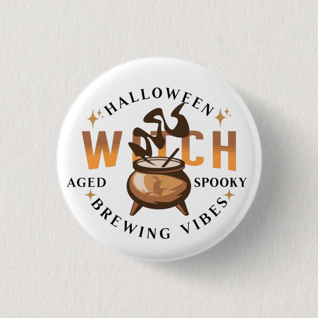 Chapa Redonda De 2,5 Cm Halloween Retro Bruja (Anverso)