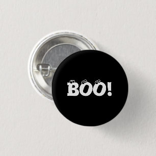 Chapa Redonda De 2,5 Cm ¡Halloween Scary Boo! blanco negro