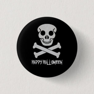 Chapa Redonda De 2,5 Cm Halloween Skull and Bones Button Badge