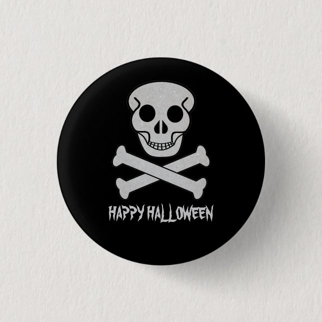 Chapa Redonda De 2,5 Cm Halloween Skull and Bones Button Badge (Anverso)