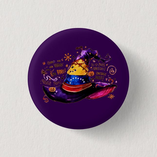 Chapa Redonda De 2,5 Cm  Halloween venezolano | Fiesta  personalizable (Anverso)