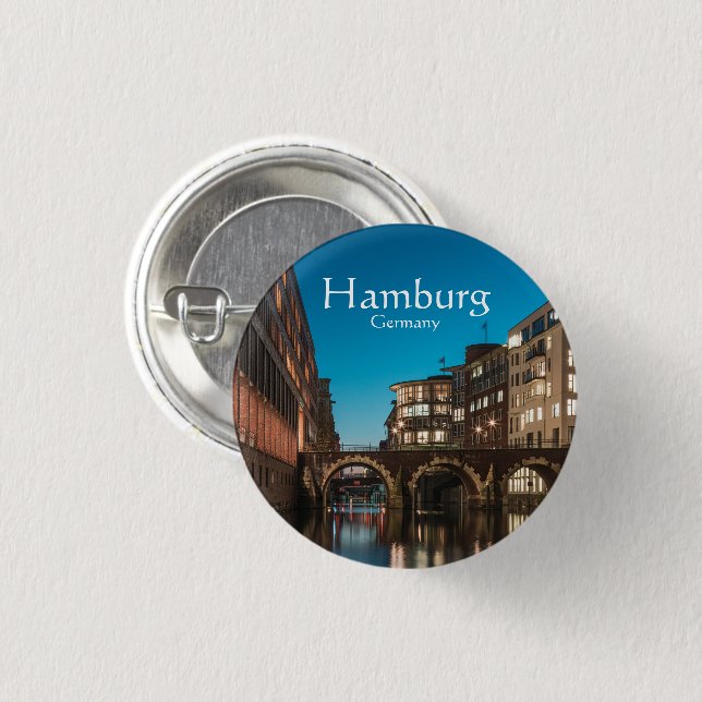 Chapa Redonda De 2,5 Cm Hamburg Souvenir (Anverso y reverso)